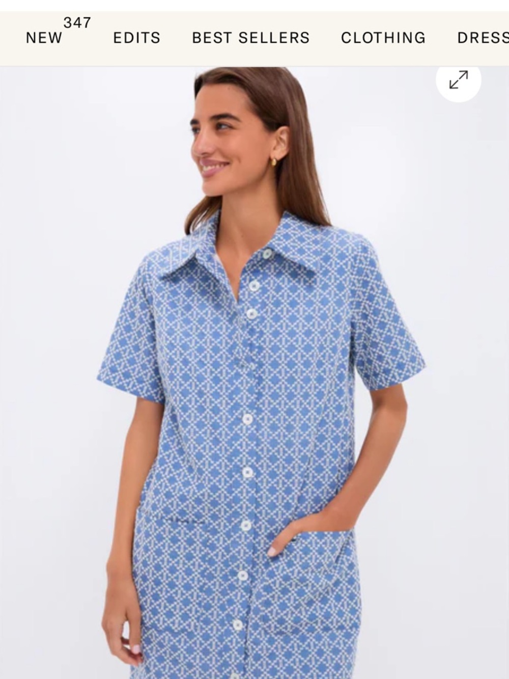 Pomander Place Blue and White Asymmetrical Shirt Dress - Picture 2 of 9